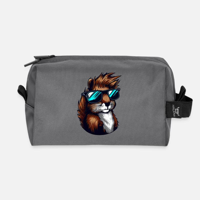 Cooles Eichhörnchen mit Sonnenbrille – Stylisch - Recycelte Kulturtasche - Anthrazit