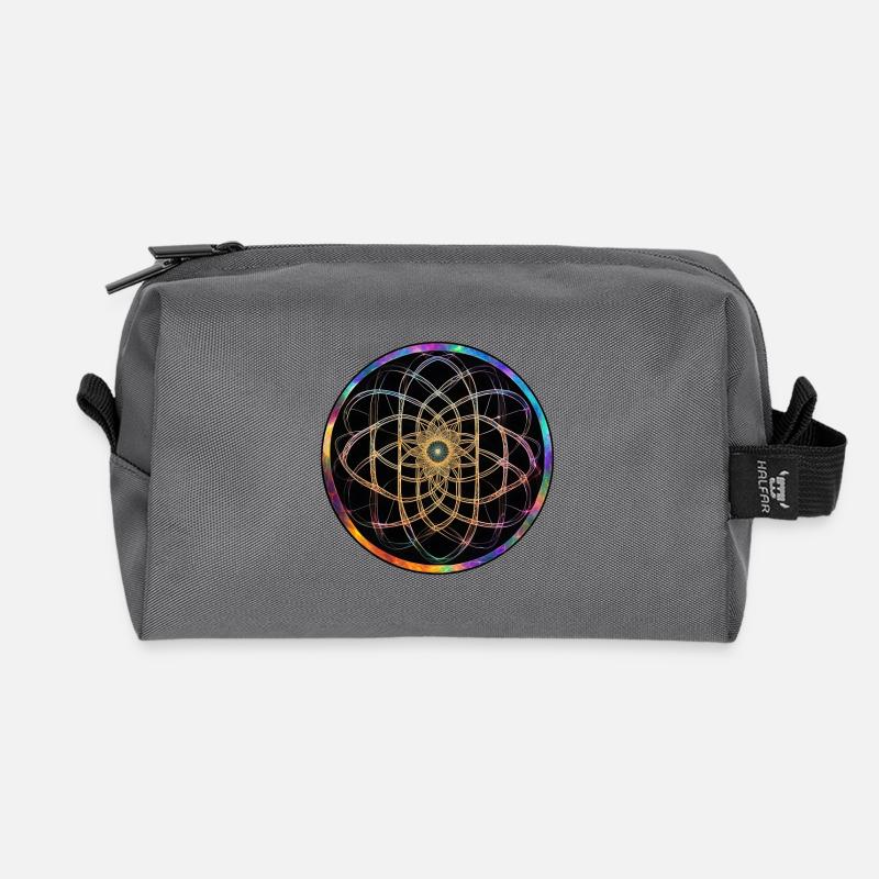 Regenbogen Mandala Kreismuster - Recycelte Kulturtasche - Anthrazit