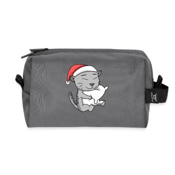 Cat Cute Egyptian Mau Tired Christmas - Recycled Toiletry Zip Bag - anthracite - Front