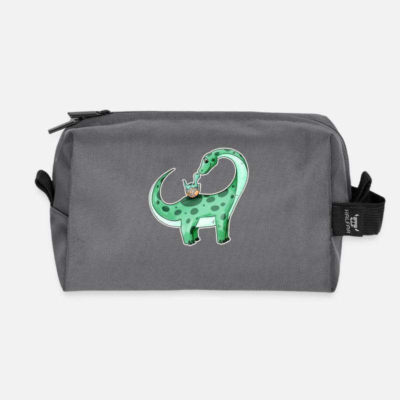 Dinosaurier mit Baby Dinosaurier - Dino - Recycelte Kulturtasche - Anthrazit