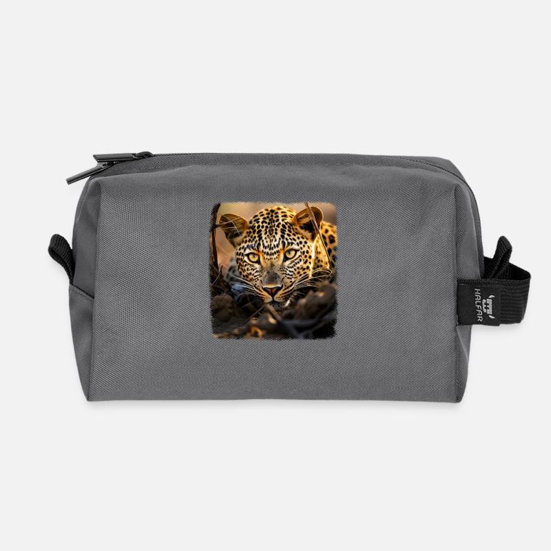Leoparde realistic Leopard - Recycelte Kulturtasche - Anthrazit