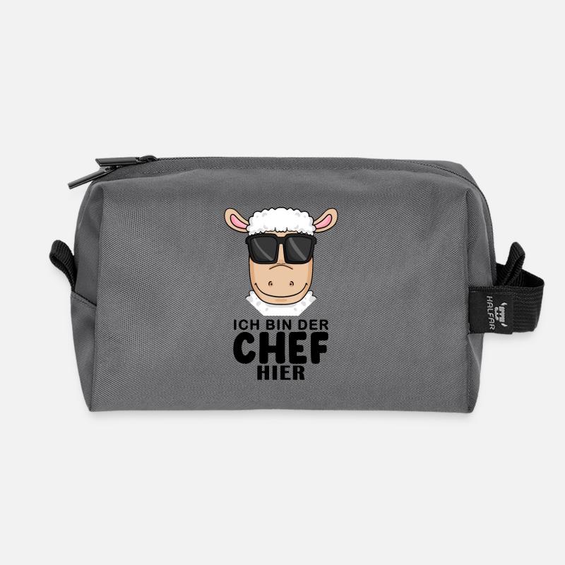 Chef Spruch mit Schaf Motiv - Recycelte Kulturtasche - Anthrazit