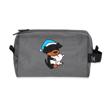 Rottweiler Sleeping Fatigue Dog - Recycled Toiletry Zip Bag - anthracite - Front