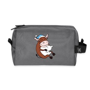 Ox with pillow and sleepy cap - Recycled Toiletry Zip Bag - anthracite - Front