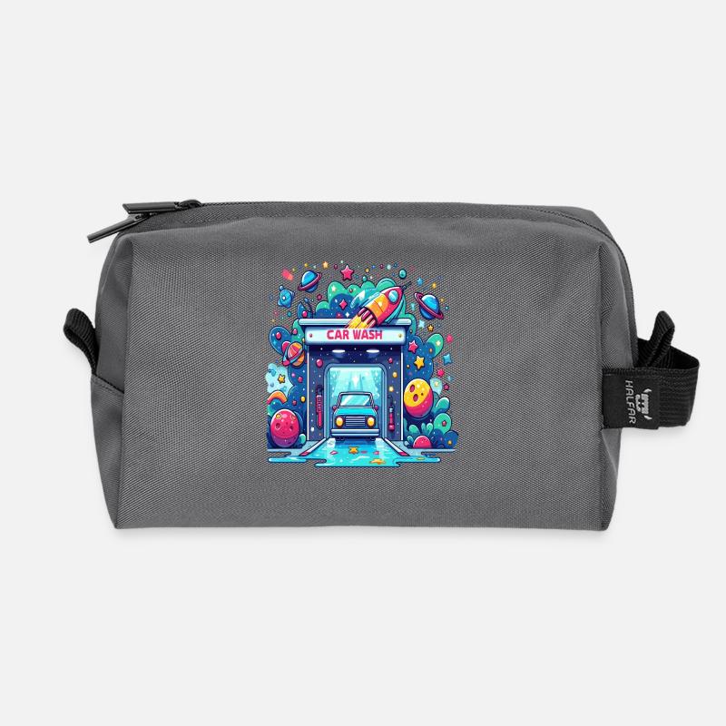Comic Auto Waschanlage - Recycelte Kulturtasche - Anthrazit