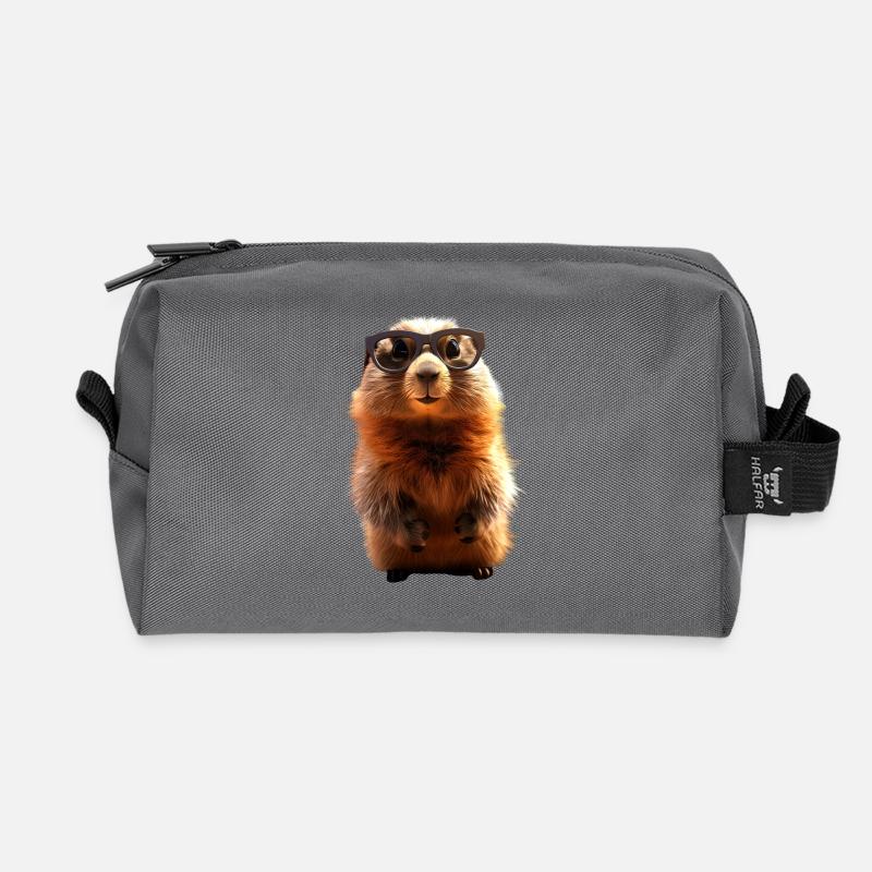 Murmeltier mit Sonnenbrille Nagetier Erdhörnchen - Recycelte Kulturtasche - Anthrazit