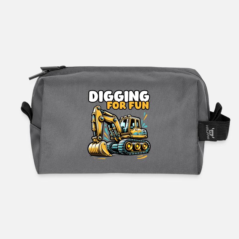 Digging for Fun – Bagger Buddeln zum Spaß - Recycelte Kulturtasche - Anthrazit