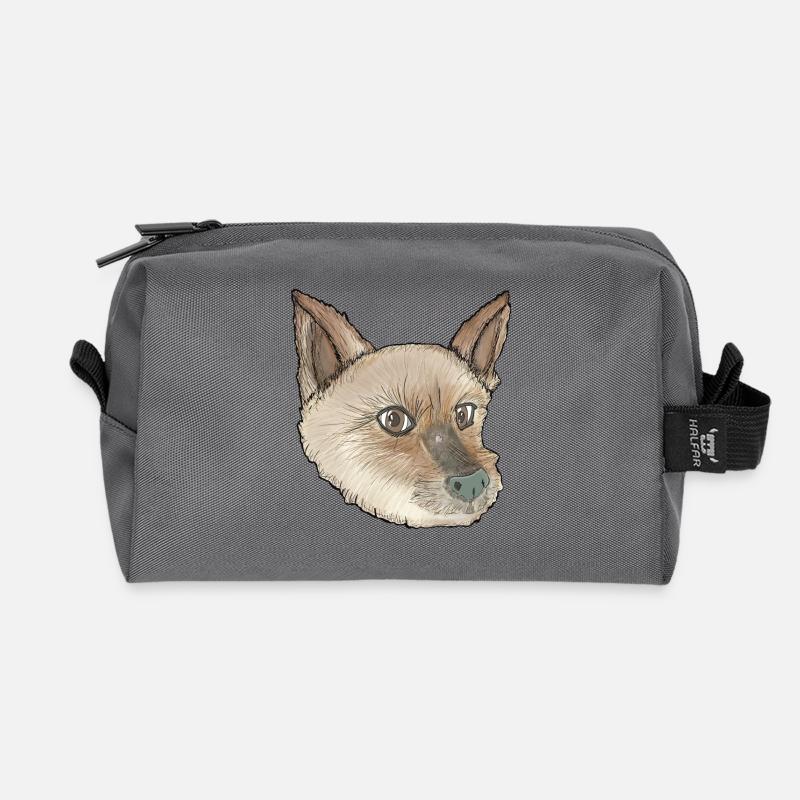 Augen der cachorro_Yorkie - Recycelte Kulturtasche - Anthrazit