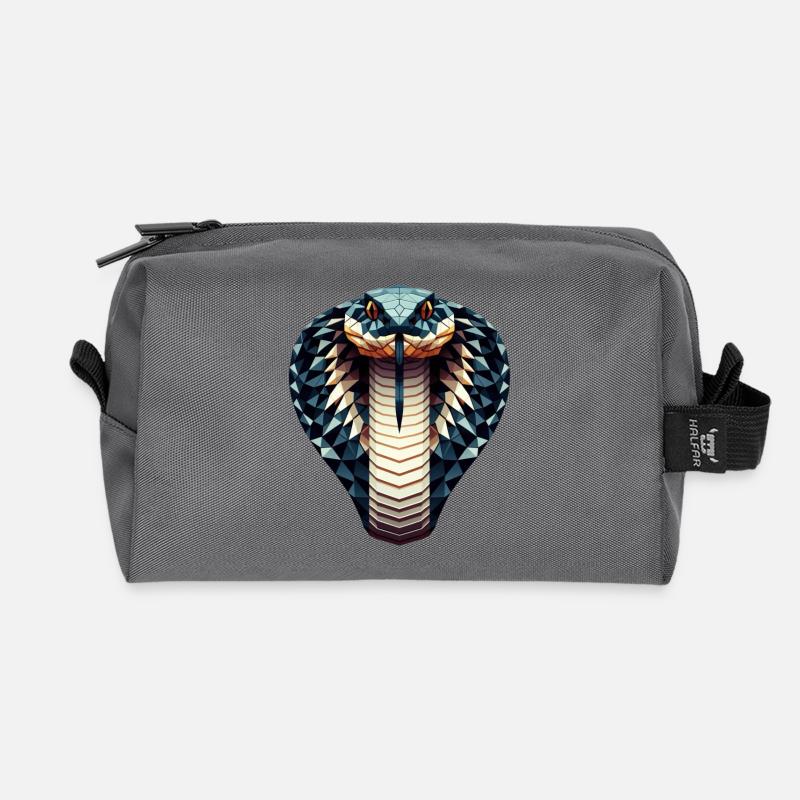 Eine Königskobra im Polygon-Stil - Recycelte Kulturtasche - Anthrazit