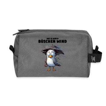 Möwe Sturm Schietwetter, Dat is nur'n büschen Wind - Recycelte Kulturtasche - Anthrazit - Vorne