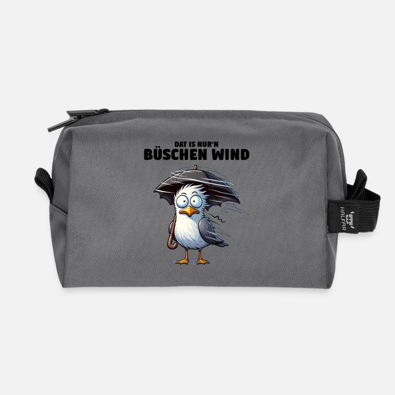 Möwe Sturm Schietwetter, Dat is nur'n büschen Wind - Recycelte Kulturtasche - Anthrazit