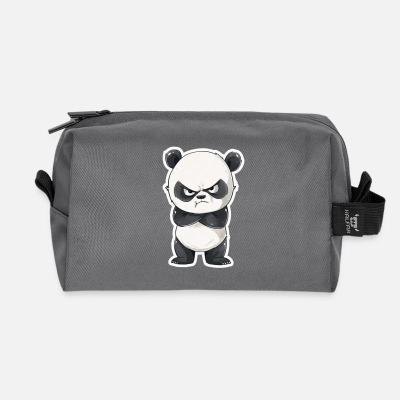 Böse schauender Panda Zoo süßer Panda - Recycelte Kulturtasche - Anthrazit