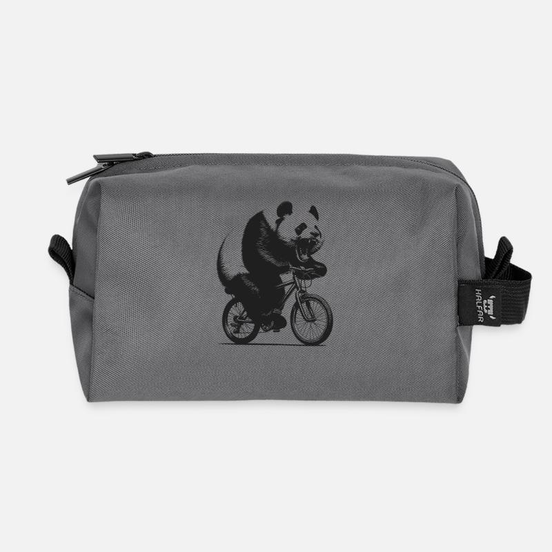 Radfahrender Panda - Recycelte Kulturtasche - Anthrazit