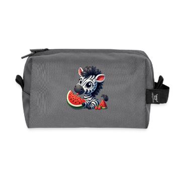 Zebra With Watermelon Fruity Funny - Recycled Toiletry Zip Bag - anthracite - Front
