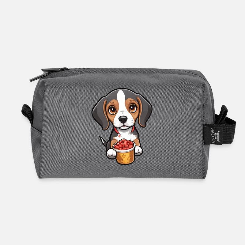 Tiny Beagle Pup - Recycelte Kulturtasche - Anthrazit