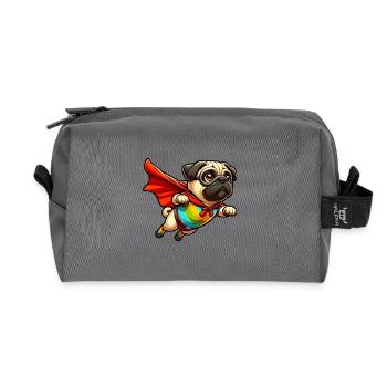 Superhero Pug - Recycled Toiletry Zip Bag - anthracite - Front