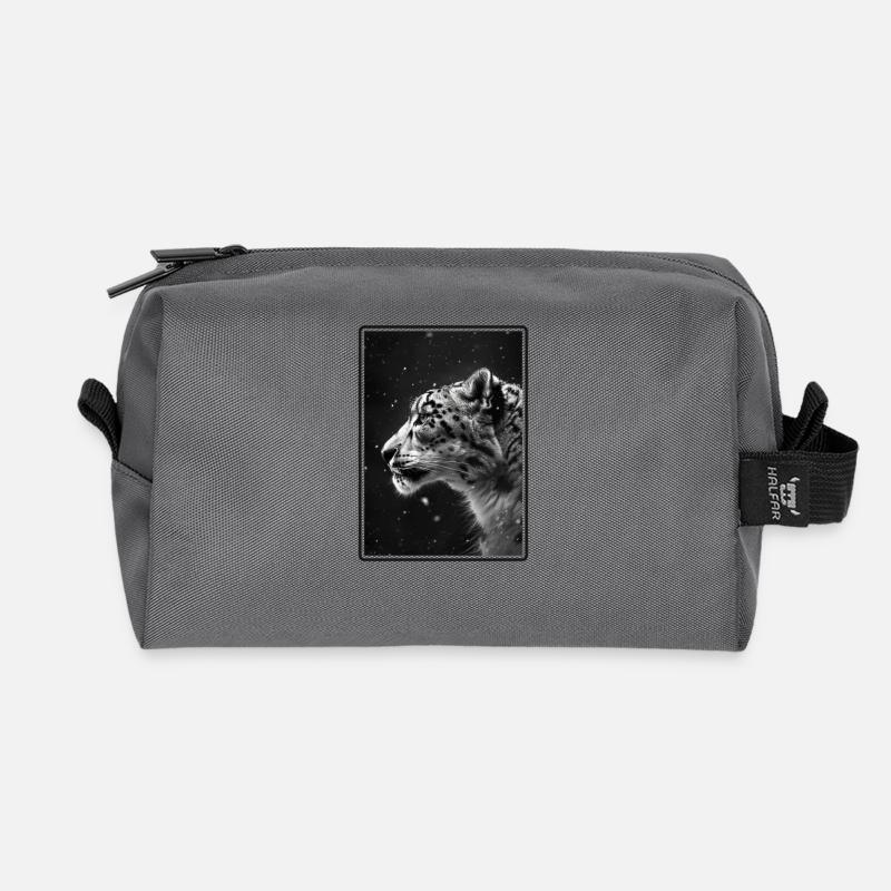 Snow Leopard Schneeleoparden Schneeleopard - Recycled Toiletry Zip Bag - anthracite