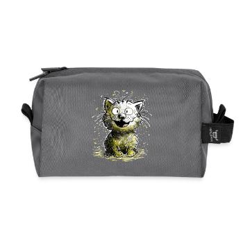 Cat laughs - Recycled Toiletry Zip Bag - anthracite - Front