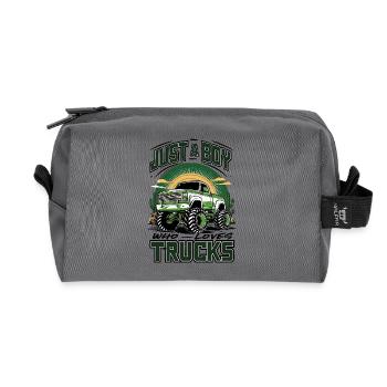 Design unique de monster truck et de jingler - Trousse de toilette en tissu recyclé - anthracite - Devant