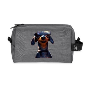 Dackel Dachshund Zwergdackel Dackelclub Teckel - Recycelte Kulturtasche - Anthrazit - Vorne
