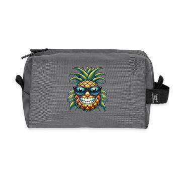 Cool Pineapple Tropical Fruit Summer Sun - Recycled Toiletry Zip Bag - anthracite - Front