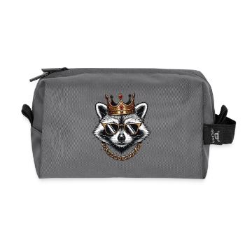 Cool Raccoon King with Crown Urban Swag - Recycled Toiletry Zip Bag - anthracite - Front