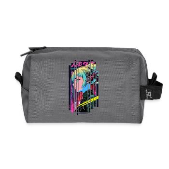 Cyberpunk Frau Geometrisch Rosa Blau Japan - Recycelte Kulturtasche - Anthrazit - Vorne