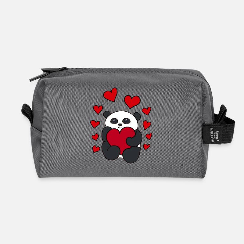 "From Panda with Love" - Recycelte Kulturtasche - Anthrazit