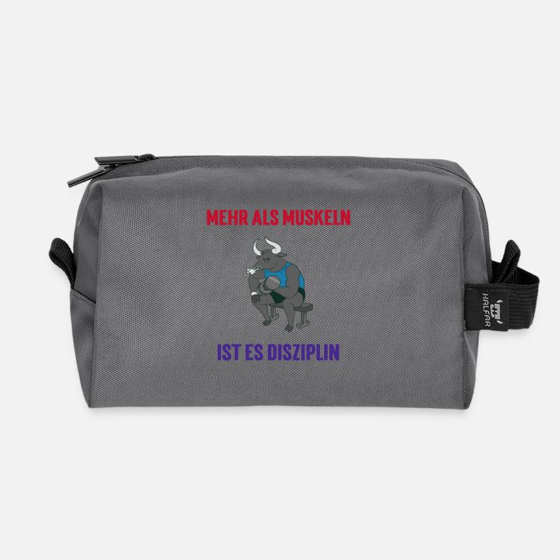 More than muscles, it's discipline - Recycled Toiletry Zip Bag - anthracite