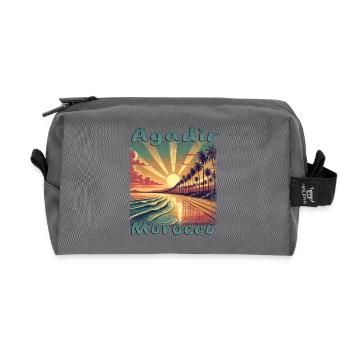 Agadir Maroc Afrique du Nord Vacances Mers du Sud Méditerranée - Trousse de toilette en tissu recyclé - anthracite - Devant