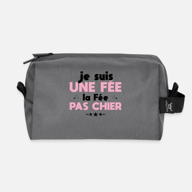 Ich bin eine Fee, die Fee, nicht Scheiße - Recycelte Kulturtasche - Anthrazit