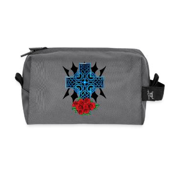 Halloween Cross Crosses Crucifix Roses Death Beyond - Recycled Toiletry Zip Bag - anthracite - Front