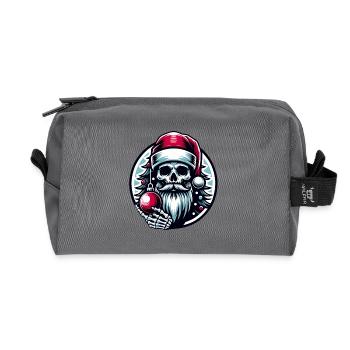 Santa Claus Skull with Christmas Ornament - Recycled Toiletry Zip Bag - anthracite - Front