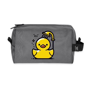Quietschente gelbe Ente Dusche - Recycelte Kulturtasche - Anthrazit - Vorne