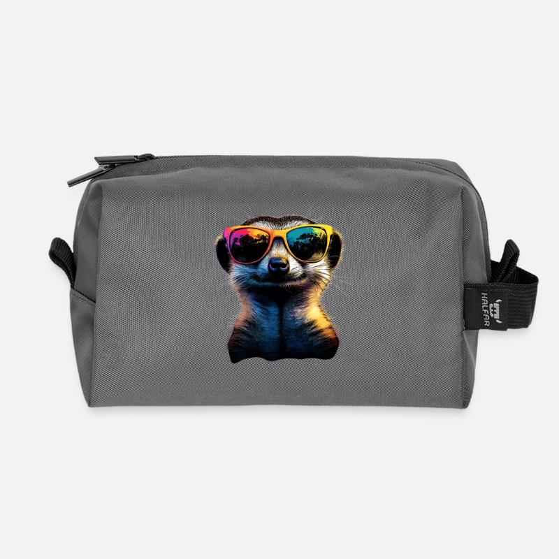 Erdmännchen Sonnenbrille Bunt Süßes Erdmännchen - Recycelte Kulturtasche - Anthrazit