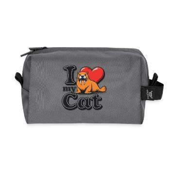 CAT LOVE - Recycled Toiletry Zip Bag - anthracite - Front