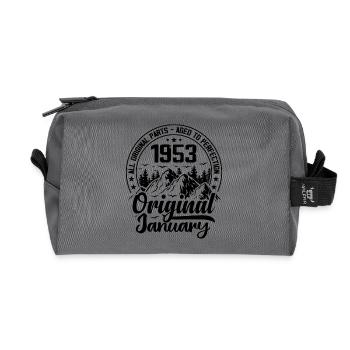 1953 Januar Original 71 Jahre altes Geburtstagsgeschenk - Recycelte Kulturtasche - Anthrazit - Vorne