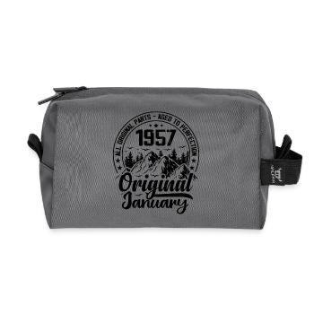 1957 January Original 67 Years Anniversary Gift - Recycled Toiletry Zip Bag - anthracite - Front