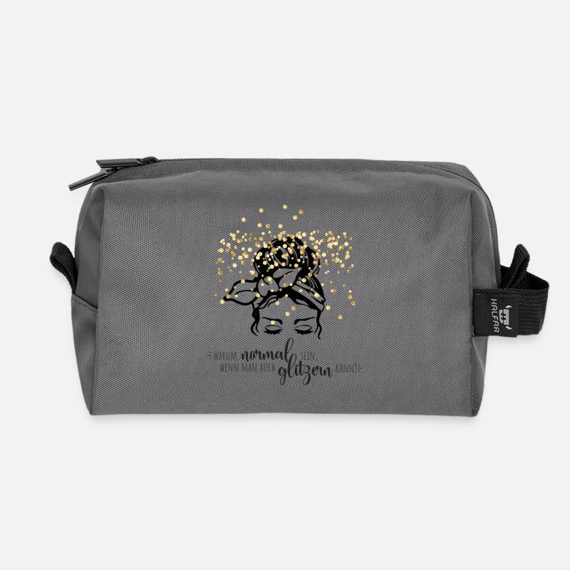 Glitter confetti saying - Recycled Toiletry Zip Bag - anthracite