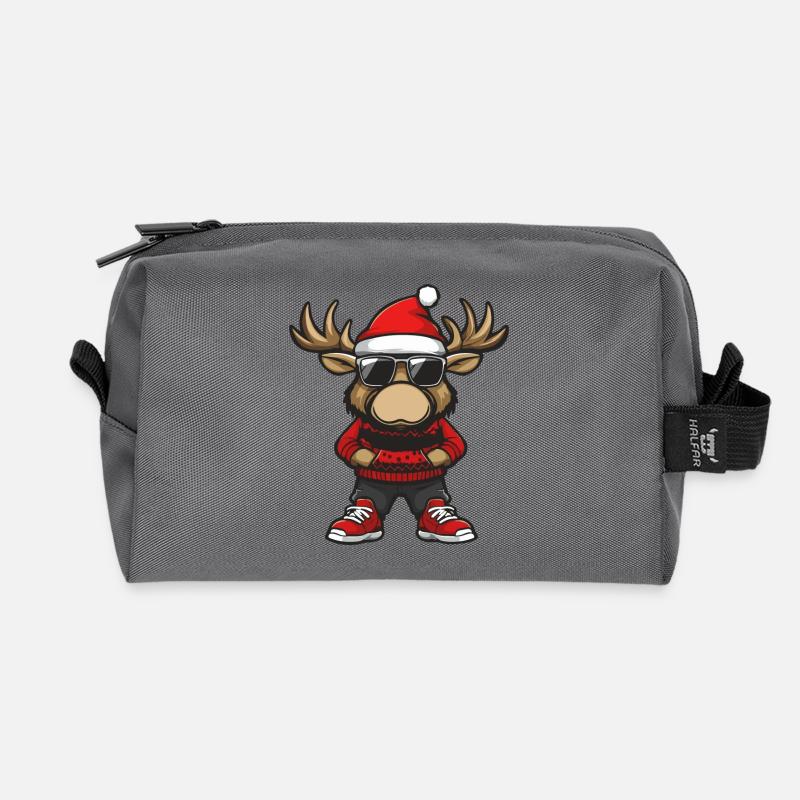 Elch Weihnachten Cool X-Mas - Recycelte Kulturtasche - Anthrazit