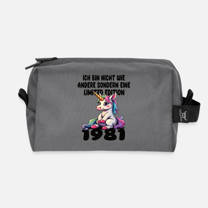 Limited Edition 1981 Geburtstag 1981 Geboren - Recycelte Kulturtasche - Anthrazit