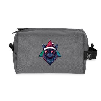 Chat Noël Cool - Trousse de toilette en tissu recyclé - anthracite - Devant