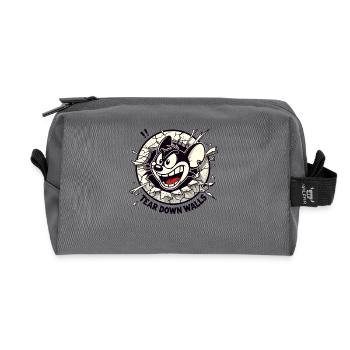 Une souris intense et dynamique veut abattre les murs - Trousse de toilette en tissu recyclé - anthracite - Devant