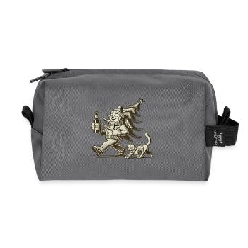 Retro Christmas Walk With Beer - Recycled Toiletry Zip Bag - anthracite - Front