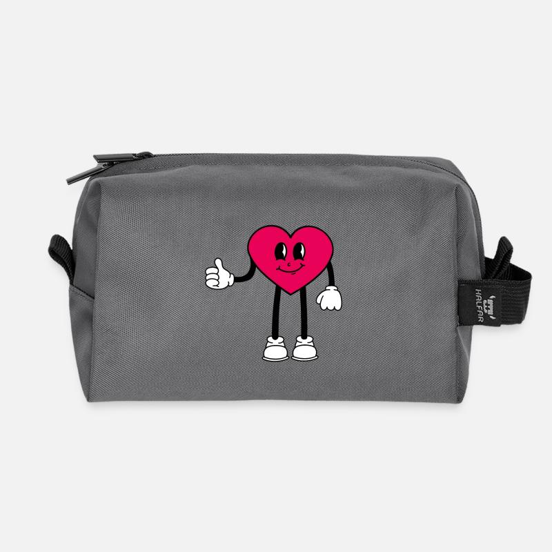 Heart - Recycled Toiletry Zip Bag - anthracite