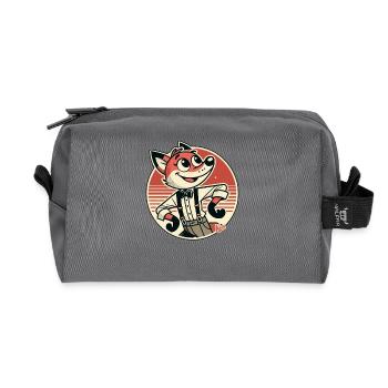 Funny and charming fox - Recycled Toiletry Zip Bag - anthracite - Front