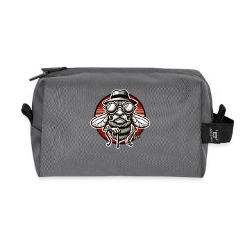 grumpy grandpa bow tie - Recycled Toiletry Zip Bag - anthracite - Front