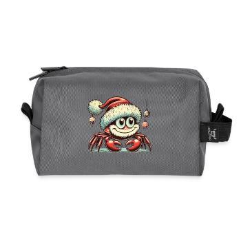 Crabe de Noël avec chapeau - Trousse de toilette en tissu recyclé - anthracite - Devant