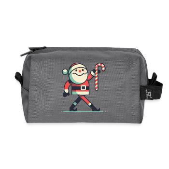lustiHappy Santa with candy cane - Recycled Toiletry Zip Bag - anthracite - Front