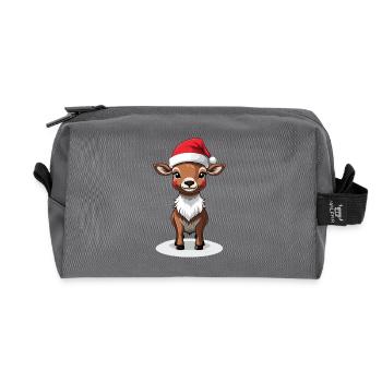 Renne de Noël avec chapeau - Trousse de toilette en tissu recyclé - anthracite - Devant